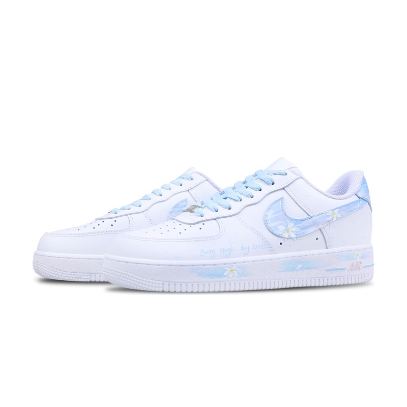 Custom Air Force 1 Shoes Sky Garden White Blue - Image 3
