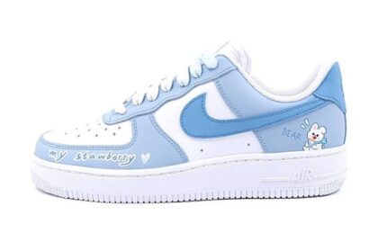 Custom Air Force 1 Shoes Strawberry Bear White Blue