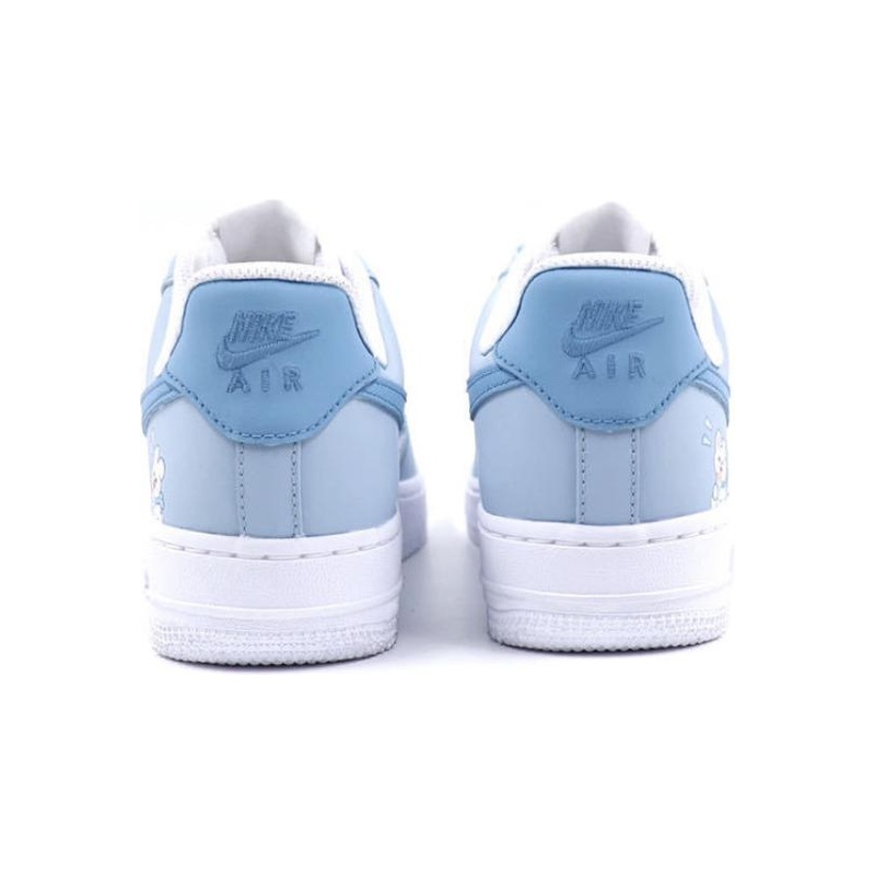 Custom Air Force 1 Shoes Strawberry Bear White Blue - Image 4
