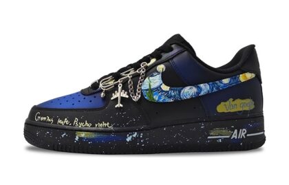 Custom Air Force 1 Shoes Van Gogh Starry Night Black Blue