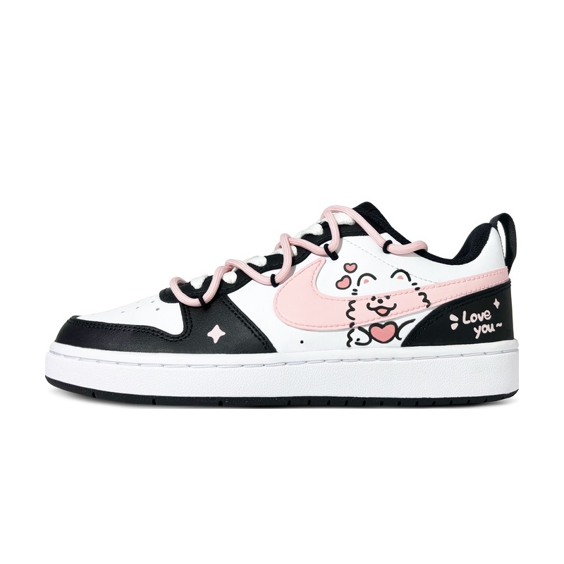 Custom Court Shoes Cute Dog White Pink