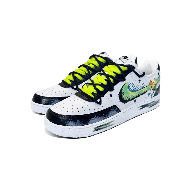 Custom Court Shoes Flame Shadow Black Green - Image 3