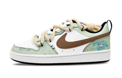 Custom Court Shoes Paper Plane White Green