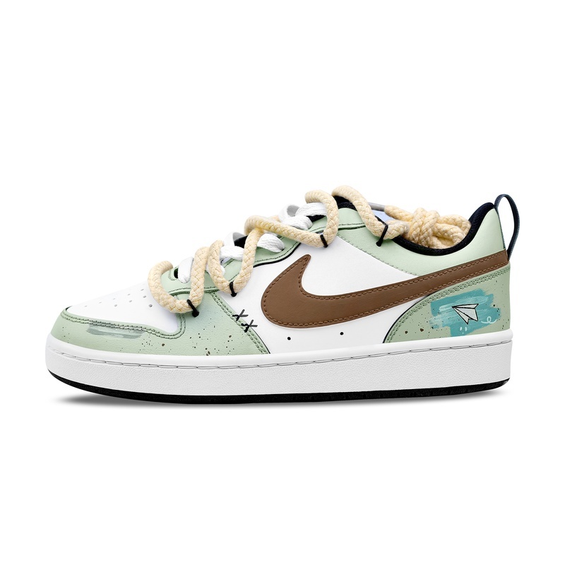 Custom Court Shoes Paper Plane White Green