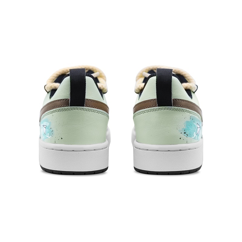 Custom Court Shoes Paper Plane White Green - Image 4