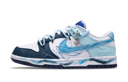 Custom Dunks Shoes Dolphin Navigation Blue White