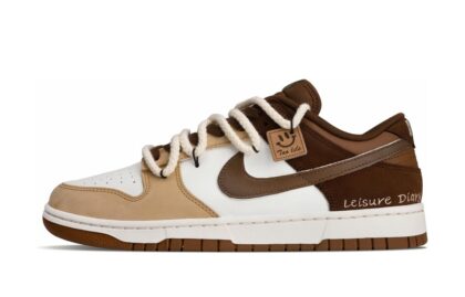 Custom Dunks Shoes Leisure Diary Brown Beige