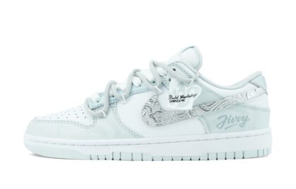 Custom Dunks Shoes Silver Dragon White Gray