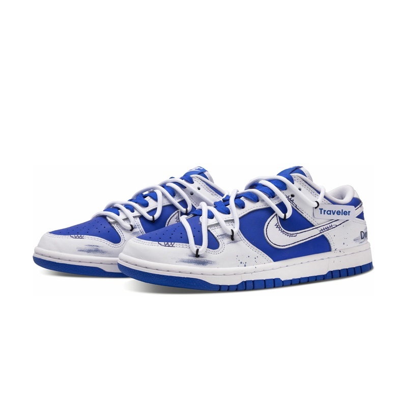Custom Dunks Shoes Street Rebel White Blue - Image 3