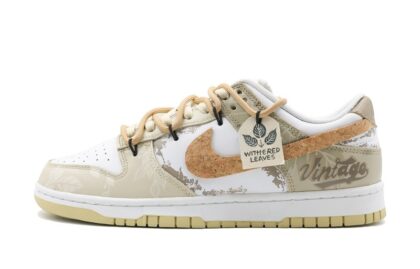 Custom Dunks Shoes Withered Leaves White Beige