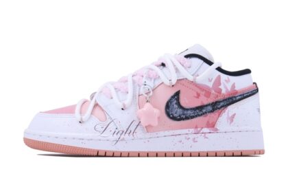 Custom Jordans Shoes Butterfly Dance Pink White
