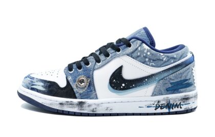 Custom Jordans Shoes Denim Wave Blue White