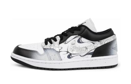 Custom Jordans Shoes Ink Splash White Black