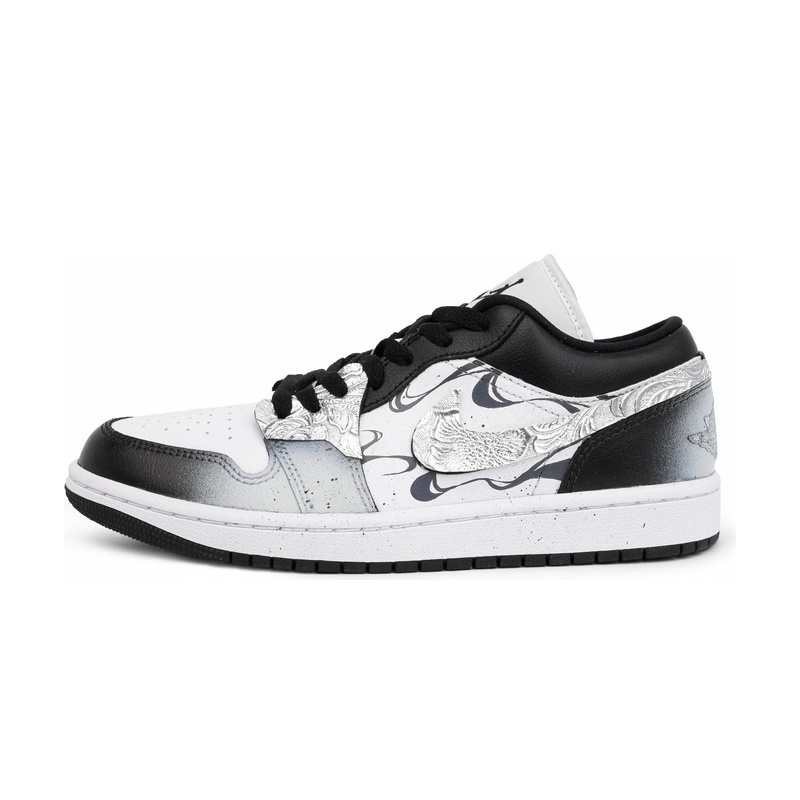 Custom Jordans Shoes Ink Splash White Black