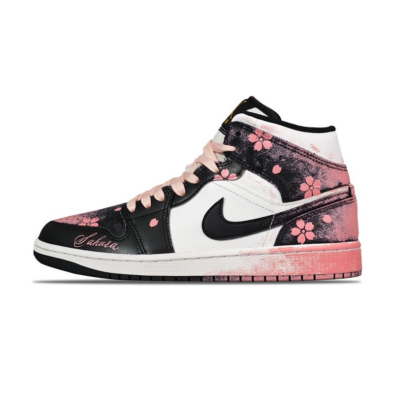 Custom Jordans Shoes Sakura Blossom White Pink
