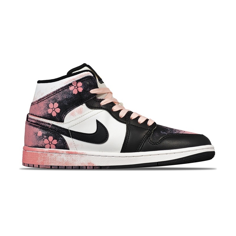 Custom Jordans Shoes Sakura Blossom White Pink - Image 2