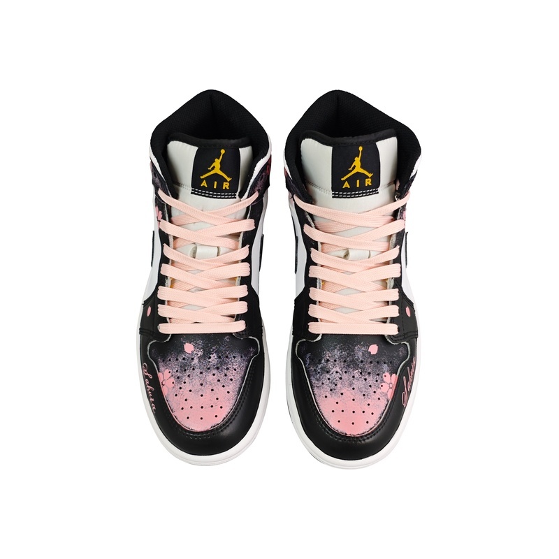Custom Jordans Shoes Sakura Blossom White Pink - Image 4
