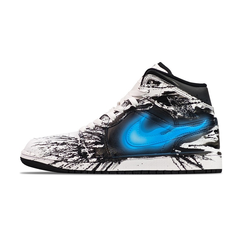 Custom Jordans Shoes Venom Eyes Blue White