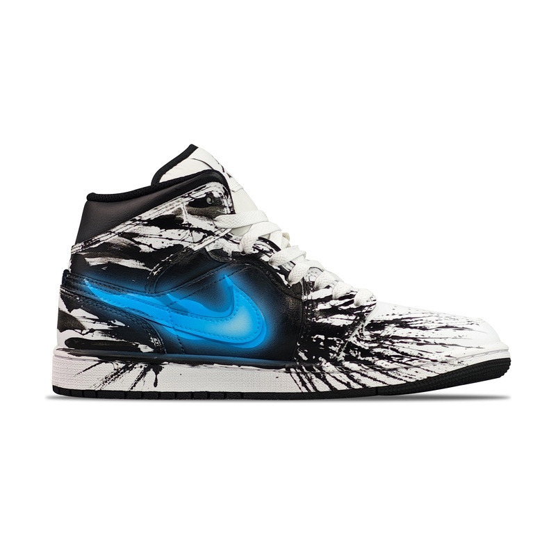 Custom Jordans Shoes Venom Eyes Blue White - Image 2